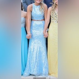 Ellie Wilde Pale Blue Prom Dress Two Piece - Size 6